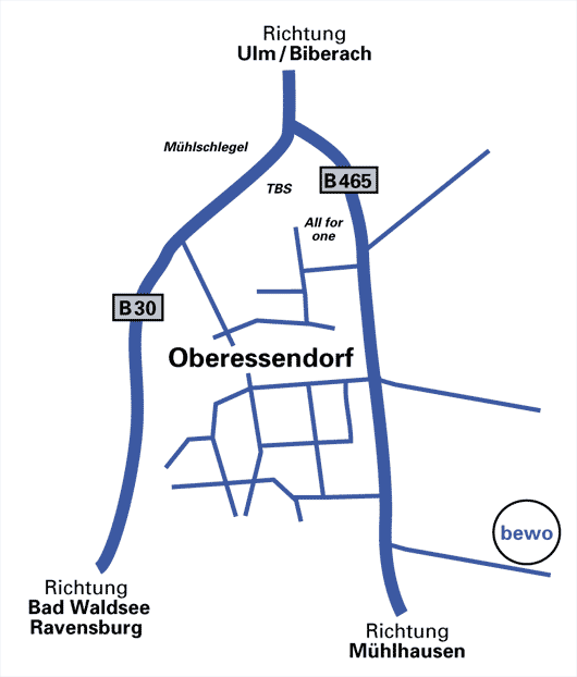 Anfahrt zur BEWO Betonwerk Oberessendorf